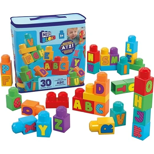 MEGA BLOKS ABC Building Bag – 30-Piece Alphabet Block Set for Toddlers – Model HRR60 – by Mattel MEGA BLOKS ABC Building Bag – 30-Piece Alphabet Block Set for Toddlers – Model HRR60 – by Mattel
