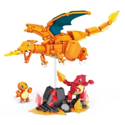 MEGA Construx Pokémon Charmander Evolution Set – 313-Piece Building Kit with 3 Poseable Figures &amp; Fire Environment – Model HFG06 – by Mattel