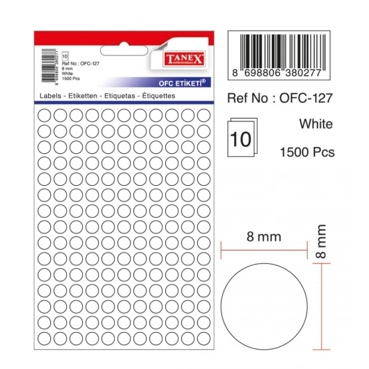 Tanex Office Label 0.8mm White OFC-127 - Durable & Organized