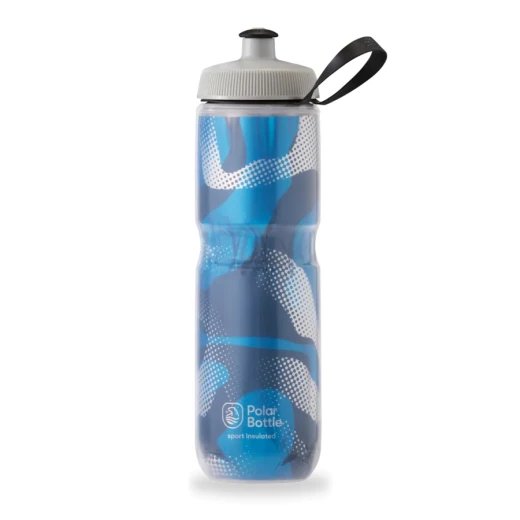 Polar Bottle Sport Insulated Water Bottle - BPA-Free, Sport & Bike Squeeze Bottle with Handle (Tempo - Blue/Silver, 24 oz) 710ml