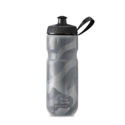 Polar Bottle Sport Insulated Water Bottle - BPA-Free, Sport &amp; Bike Squeeze Bottle with Handle (Contender - White &amp; Silver, 20 oz)
