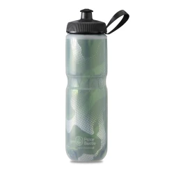 Polar Bottle Sport Insulated Water Bottle - BPA-Free, Sport &amp; Bike Squeeze Bottle with Handle (Contender - Olive &amp; Silver, 24 oz)
