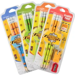 Construction Truck HB Graphite Pencil Set 10 Lead Pencils Erasers Favour 1pk