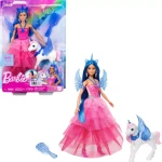 Mattel Barbie 65th Anniversary Unicorn Doll with Blue Hair, Pink Gown, Sapphire Wings &amp; Pet Alicorn - Barbie