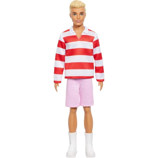 Mattel Barbie Fashionistas Ken Doll #241 with Red Striped Top and Pink Shorts Mattel Barbie Fashionistas Ken Doll #241 with Red Striped Top and Pink Shorts