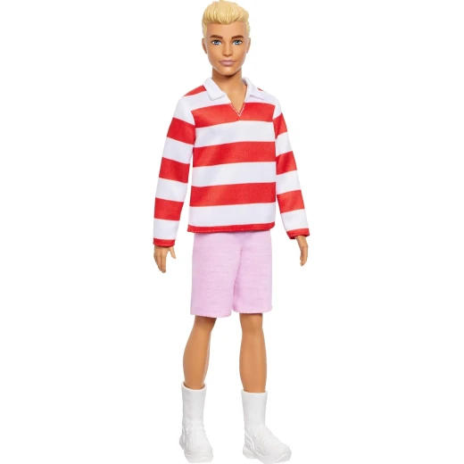 Mattel Barbie Fashionistas Ken Doll #241 with Red Striped Top and Pink Shorts - Barbie - Image 3