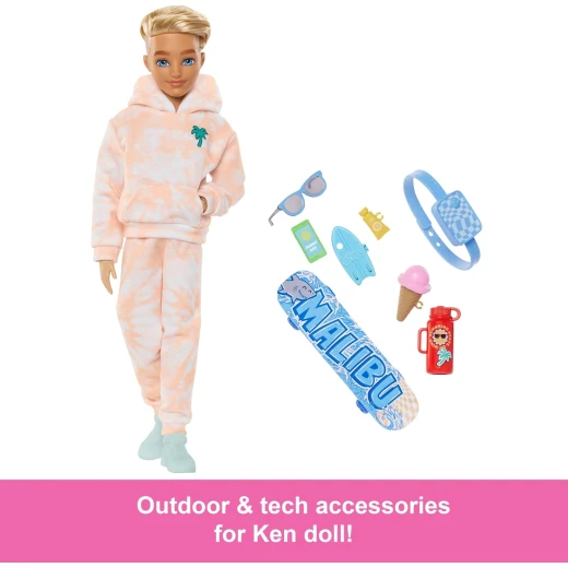 Mattel Barbie Dream Besties Ken Fashion Doll with Summer Accessories, Blonde Hair, Skateboard &amp; Imaginative Play - Barbie - Image 5