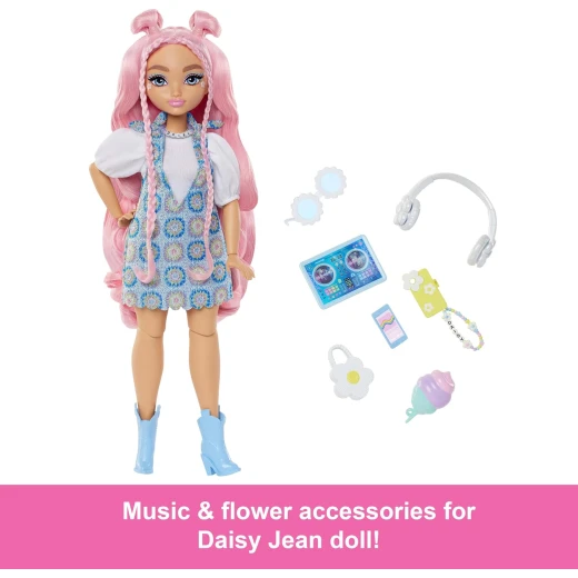 Mattel Barbie Dream Besties Daisy Jean Fashion Doll with DJ Accessories &amp; Pink Hair for Creative Play - Barbie - Image 3