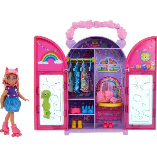 Mattel Barbie Chelsea Doll & Closet Playset with 15 Pieces Clothes & Accessories, Foldable Design for On The Go Play Mattel Barbie Chelsea Doll & Closet Playset with 15 Pieces Clothes & Accessories, Foldable Design for On The Go Play
