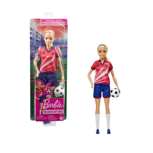 Mattel Barbie Soccer Doll Red Uniform Kids Toy Encourages Imaginative Play and Soccer Fun