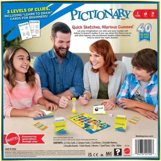 Mattel Pictionary Board Game: Family Fun for Ages 8+ with 222 Clues - Mattel - Image 4