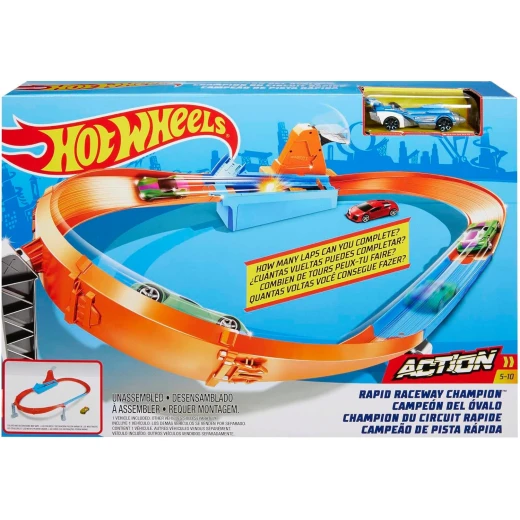Mattel Hot Wheels Rapid Raceway Champion Track Set for Kids High Speed Racing Fun with Launcher & Orange Track Mattel Hot Wheels Rapid Raceway Champion Track Set for Kids High Speed Racing Fun with Launcher & Orange Track