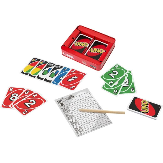 Mattel UNO Metal  Box Card Game for Ages 7+ - Fun Family Game - Mattel - Image 2