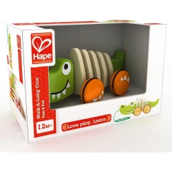 Hape Walk-A-Long Croc – Wooden Pull-Along Alligator Toy Promoting Walking Skills &amp; Imaginative Play