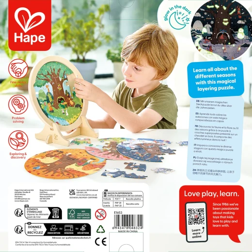 Hape 4 Seasons Layer Puzzle – Wooden Layered Puzzle for Learning About Nature’s Cycle - Hape - Image 3