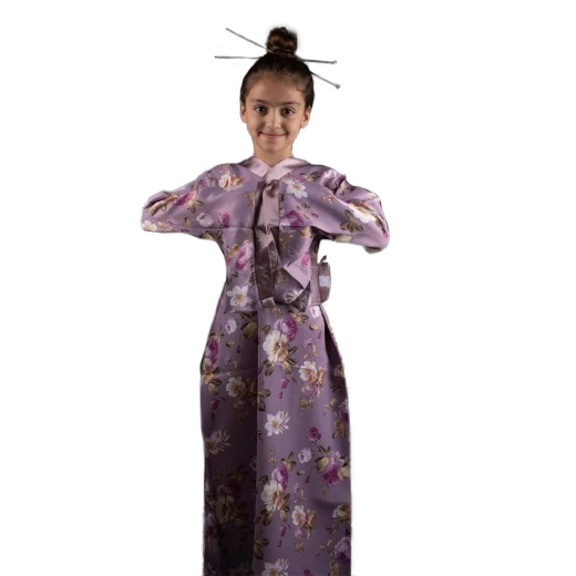 Japanese Kimono Costume for Kids – Lavender Floral Design