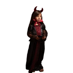 Devil Girl Costume for Kids – Dark Lace-Trimmed Design