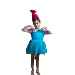 Whimsical Character-Inspired Kids Costume – Blue and Pink Dress with Tall Headpiece - Stoys