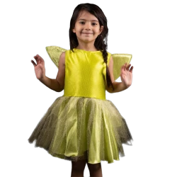 Tinker Bell-Inspired Kids Costume – Yellow and Green Fairy Dress with Wings