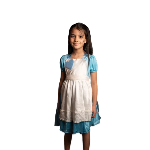 Alice in Wonderland-Inspired Kids Costume – Blue Dress with White Lace Apron Alice in Wonderland-Inspired Kids Costume – Blue Dress with White Lace Apron
