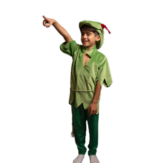 Peter Pan-Inspired Kids Costume – Green Tunic and Hat with Feather Peter Pan-Inspired Kids Costume – Green Tunic and Hat with Feather