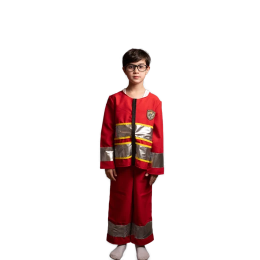 Kids Firefighter Costume – Red Uniform with Reflective Stripes Kids Firefighter Costume – Red Uniform with Reflective Stripes