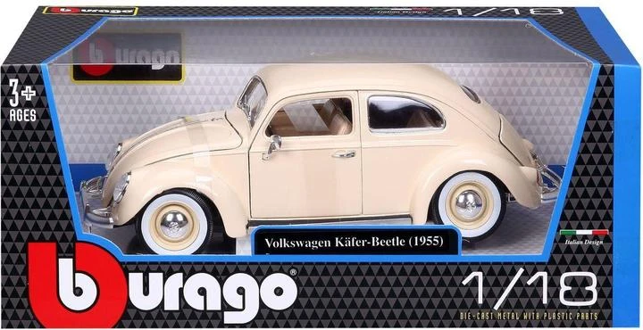 Bburago Volkswagen Käfer Beetle (1955) – 1:18 Collection B – Cream – Model No. 18‑12029 CM
