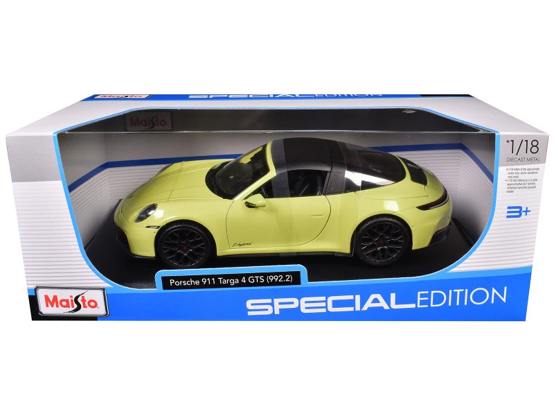 Maisto Porsche 911 Targa 4 GTS (992.2) – Yellow, 1:18 Scale, Special Edition, 1 Piece