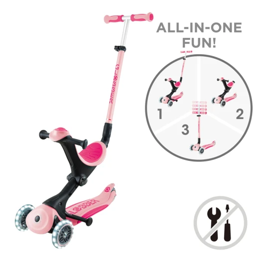 Globber GO•UP ACTIVE LIGHTS 360° (White LED Wheels) – Pastel Pink (15m–9+) Globber GO•UP ACTIVE LIGHTS 360° (White LED Wheels) – Pastel Pink (15m–9+)