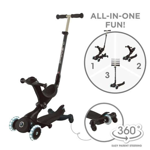 Globber GO•UP DELUXE LIGHTS 360° Scooter – Black (15m–9+ Years) Globber GO•UP DELUXE LIGHTS 360° Scooter – Black (15m–9+ Years)