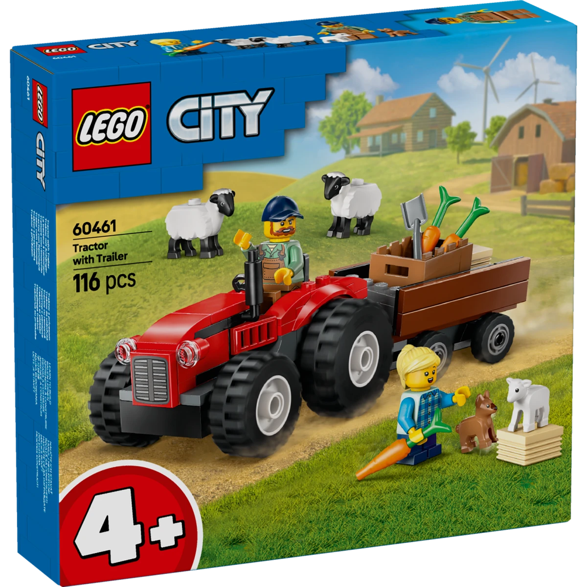 LEGO City Red Farm Tractor with Trailer and Sheep 60461