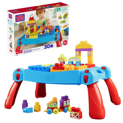 MEGA BLOKS First Builders Toddler Blocks Toy, Build ‘n Learn Portable Activity Table with 30 Pieces and Built-In Storage, Blue, Kids Ages 1+ Years MEGA BLOKS First Builders Toddler Blocks Toy, Build ‘n Learn Portable Activity Table with 30 Pieces and Built-In Storage, Blue, Kids Ages 1+ Years