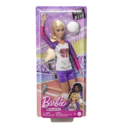 دمية Barbie مع إكسسوارات، Made to Move دمية لاعبة كرة طائرة بطابع مهني مع زي رسمي وكرة