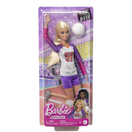 Barbie Doll & Accessories, Made to Move Career Volleyball Player Doll with Uniform and Ball Barbie Doll & Accessories, Made to Move Career Volleyball Player Doll with Uniform and Ball
