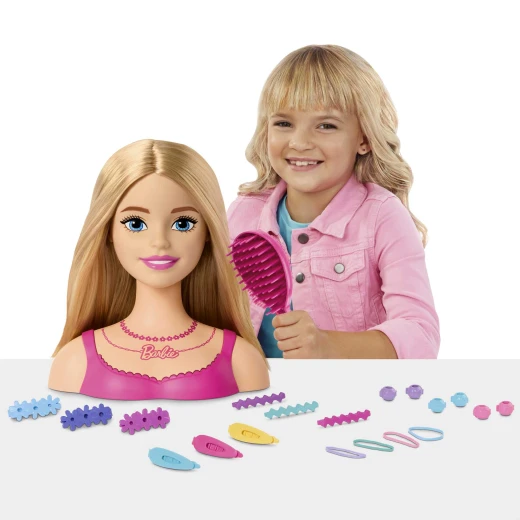 Barbie  Doll Styling Head, Blond Hair with 20 Colorful Accessories, Doll Head for Hair Styling - Barbie - Image 4