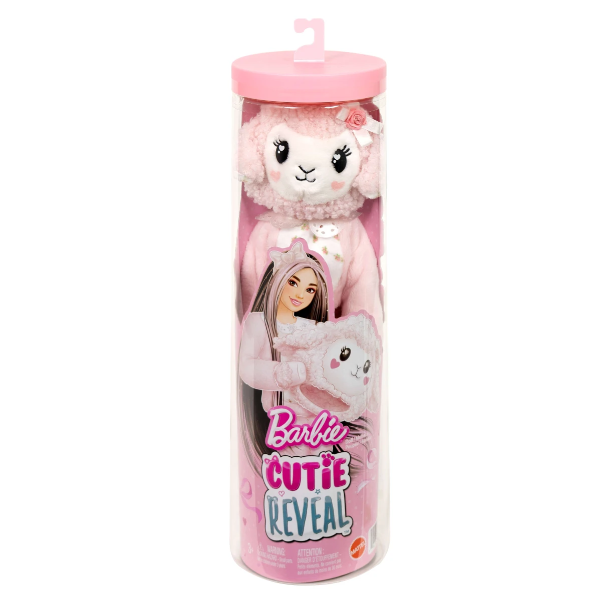 Barbie Cutie Reveal Doll & Accessories, Cuddly Series Lamb with 10 Surprises Including Color Change & Mini Pet