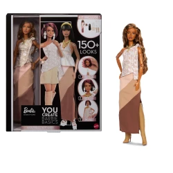 مجموعة Barbie Basics You Create Neutral Kit 001 مع دمية أزياء قابلة للتخصيص، ملابس وإكسسوارات بمقاس موحّد، جسم قابل للحركة ورأس دمية قابل للتبديل