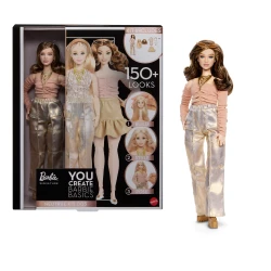 مجموعة Barbie Basics You Create Neutral Kit 003 مع دمية أزياء قابلة للتخصيص وملابس بمقاس موحّد، جسم قابل للحركة ورأس دمية قابل للتبديل