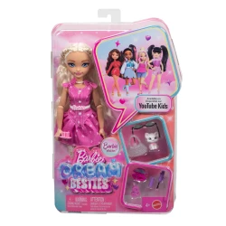 دمية Barbie Dream Besties Barbie “Malibu” مع إكسسوارات، قابلة للحركة بشعر أشقر وقطع لعب بطابع المكياج