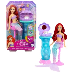 ألعاب Mattel Disney Princess، دمية أرييل حورية البحر Vanity Pop مع ذيل قابل للإزالة وطاولة تزيين تحتوي على 5 مفاجآت منبثقة قابلة للتكرار و5 إكسسوارات