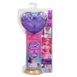 دمية Mattel Disney Princess أرييل مع إكسسوارات و8 مفاجآت، تشمل علبة جوهرة على شكل قلب وخاتم للطفل و9 قطع لعب، مستوحاة من الفيلم