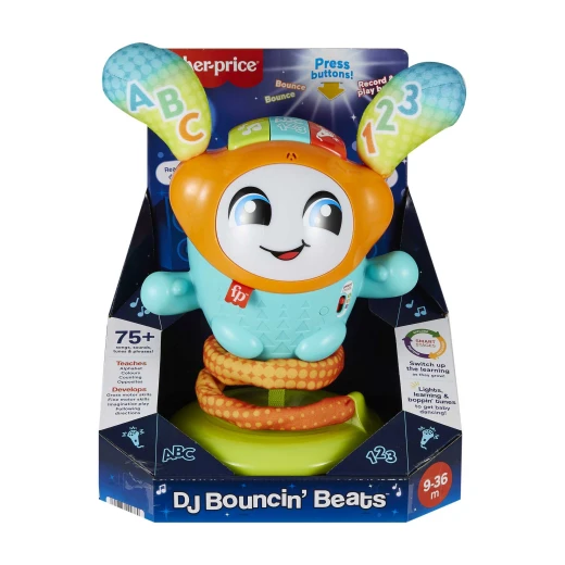 Fisher-Price Baby to Toddler Learning Toy DJ Bouncin’ Beats with Music Lights and Motorized Bouncing Action, UK English Version Fisher-Price Baby to Toddler Learning Toy DJ Bouncin’ Beats with Music Lights and Motorized Bouncing Action, UK English Version