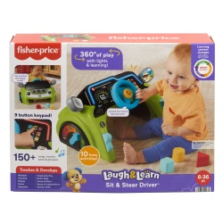 Fisher-Price Baby &amp; Toddler Learning Toy Laugh &amp; Learn Sit &amp; Steer Driver Car Activity Center with Smart Stages for Ages 6+ Months