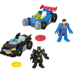 Fisher-Price Imaginext DC Super Friends Metal Force Toy Car, 3-inch Action Figure &amp; Accessories Set, Includes Launcher &amp; 2 Discs (Styles May Vary)