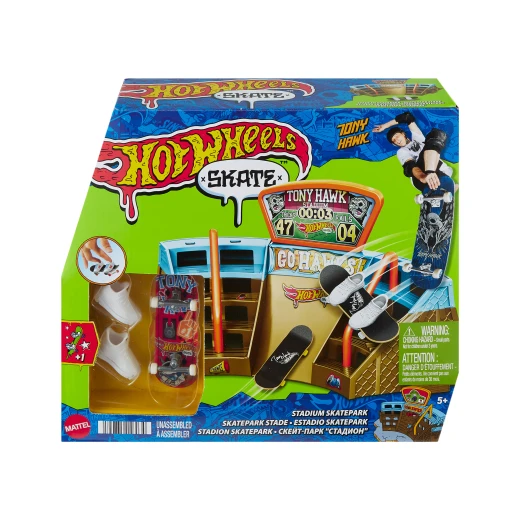 Hot Wheels Skate Skatepark with 1 Fingerboard Created in Collaboration with Tony Hawk and 1 Pair of Skate Shoes Hot Wheels Skate Skatepark with 1 Fingerboard Created in Collaboration with Tony Hawk and 1 Pair of Skate Shoes