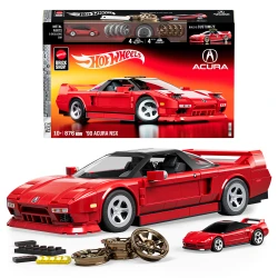 Mattel Brick Shop Hot Wheels Elite Series Building Set, ’90 Acura NSX with 876 Pieces, Realistic Details and Custom Decals, Adult Collectors and Kids Ages 10+
