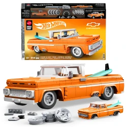 Mattel Brick Shop Hot Wheels Elite Series Building Set, Custom ’62 Chevy Pickup with 858 Pieces, Realistic Details and Custom Decals, Adult Collectors and Kids Ages 10+