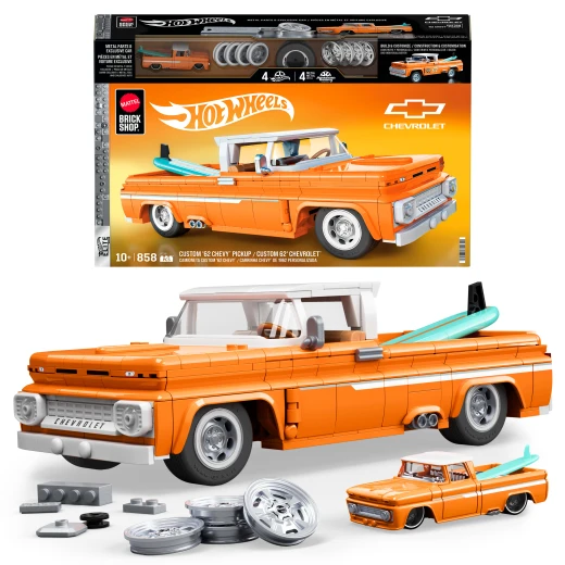 Mattel Brick Shop Hot Wheels Elite Series Building Set, Custom ’62 Chevy Pickup with 858 Pieces, Realistic Details and Custom Decals, Adult Collectors and Kids Ages 10+ Mattel Brick Shop Hot Wheels Elite Series Building Set, Custom ’62 Chevy Pickup with 858 Pieces, Realistic Details and Custom Decals, Adult Collectors and Kids Ages 10+