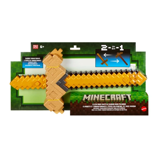 Minecraft Click & Switch Sword & Pick-Axe, Transforming Kid-Sized 2-in-1 Toy for Role-Play & Costumes Minecraft Click & Switch Sword & Pick-Axe, Transforming Kid-Sized 2-in-1 Toy for Role-Play & Costumes