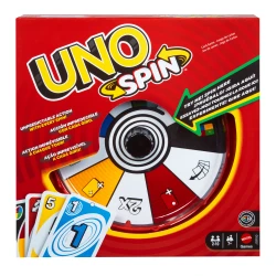 Mattel Games UNO Spin Card Game for Kid, Adult &amp; Family Nights, Classic Play with Toy Spinner, New Challenges &amp; Rules, Rainy Day Activity